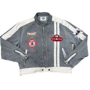 VTG Acme Clothing Co Looney Tunes Bugs bunny NASCAR Moto Jacket Cotton LARGE